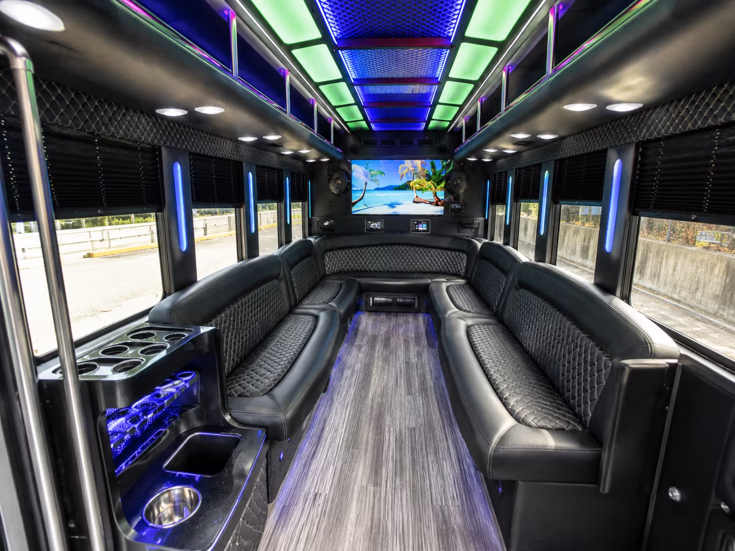 great falls 18 passenger party bus inside