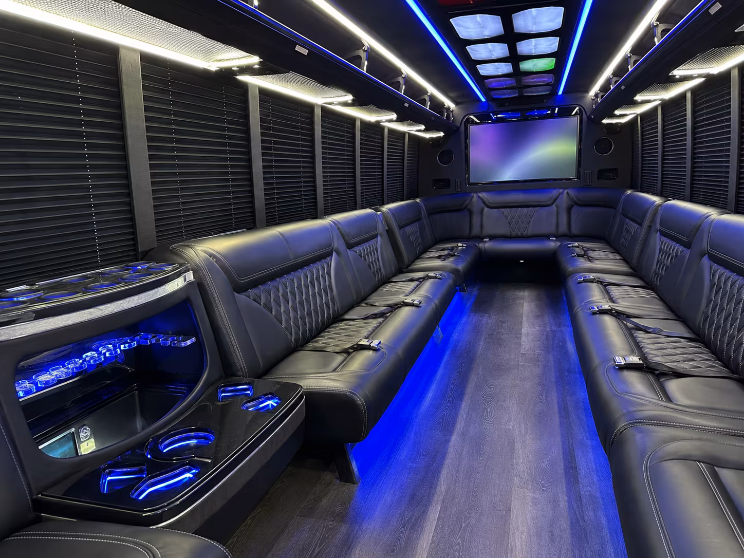 great falls 20 passenger party bus inside