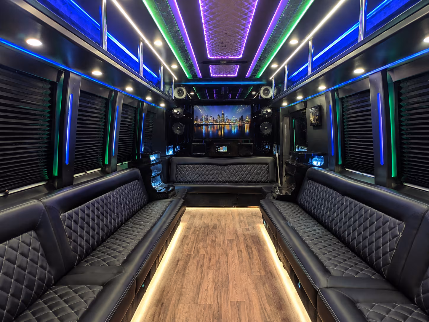 great falls 25 passenger party bus interior