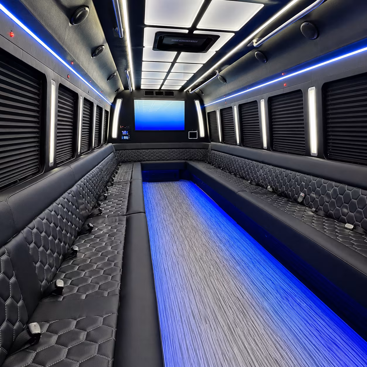 great falls 50 passenger party bus inside