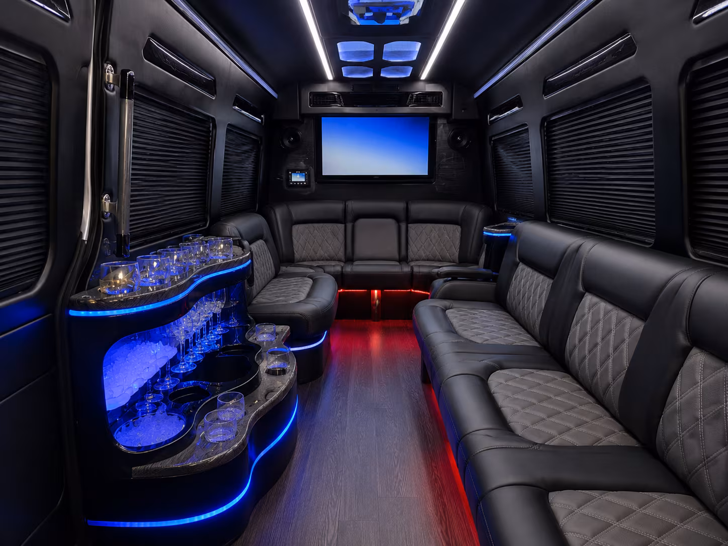 great falls 50 passenger party bus interior